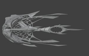 Download the STL files of a 3D printed model of a Star Atlas Orgika Thripid