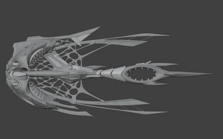 Download the STL files of a 3D printed model of a Star Atlas Orgika Thripid