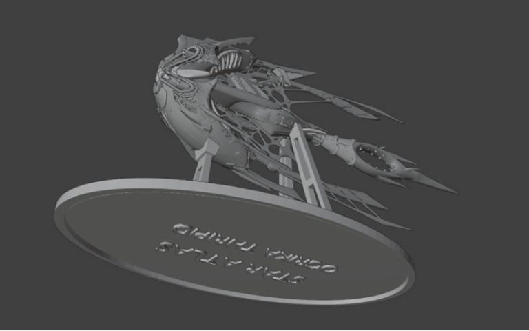 Download the STL files of a 3D printed model of a Star Atlas Orgika Thripid
