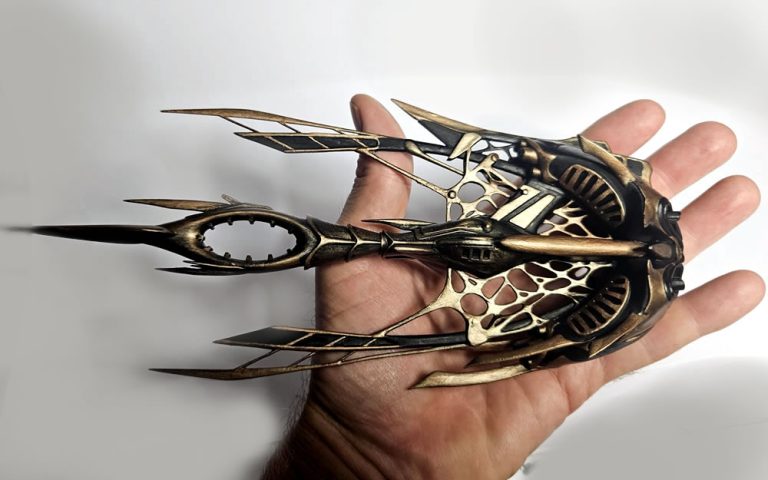 A 3D printed Star Atlas Orgika Thripid model Fully Painted