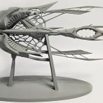 A 3D printed Star Atlas Orgika Thripid model in Resin