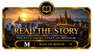 Golden Framed Fantasy Cityscape Story Card